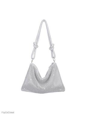 Silver Rhinestone Clutch Evening Bag Sparkly Handbag Prom Wedding Purse